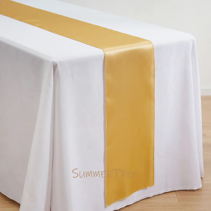 Satin Table Runner 275cm for Wedding Party Supply Christmas Hallowmas Home Modern Dining Luxury Coffee Table Decoration
