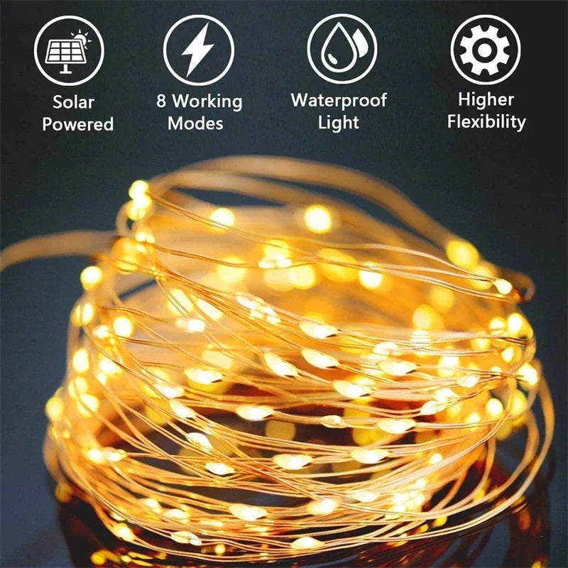Luci a LED solari a catena per esterni – Ghirlanda impermeabile per giardino,…