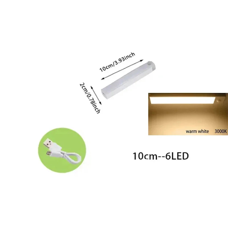Luce LED ricaricabile con sensore di movimento e fissaggio magnetico per armadi