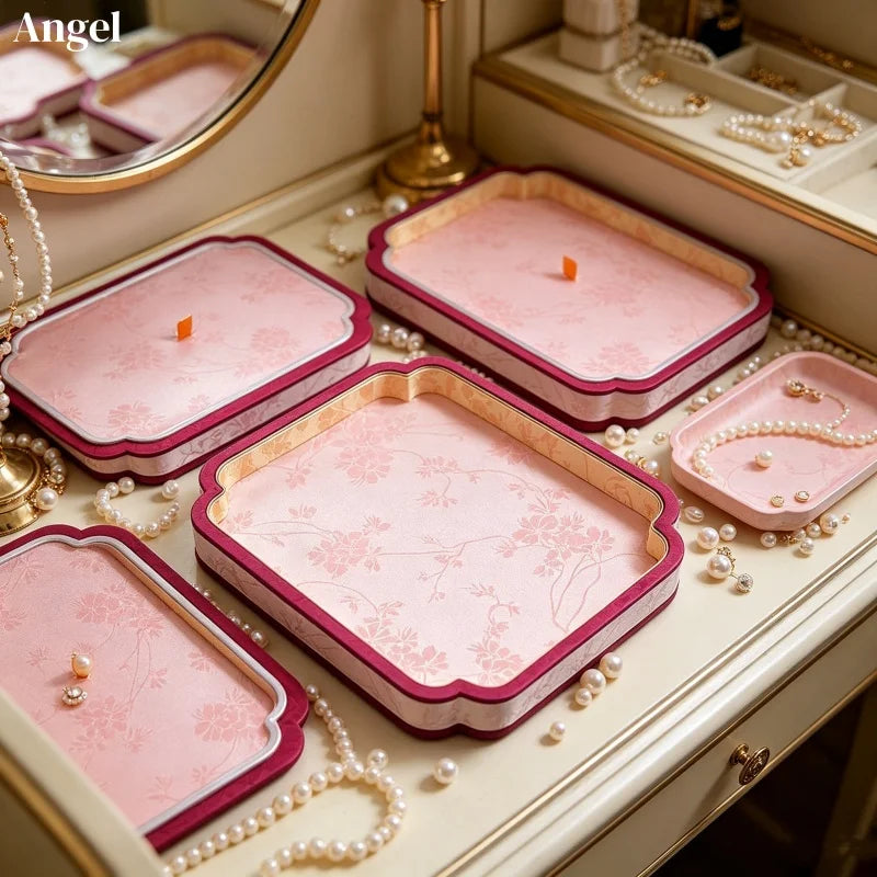 Eid Mubarak Palace Velvet Jewelry Box with Lid Luxury Jade Storage Case for Necklace Ring & Bracelet Display Tray
