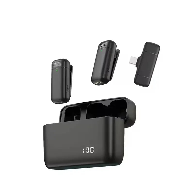 Microfono Lavalier Wireless Dual Lapel per iPhone, Android e PC – Mini Clip