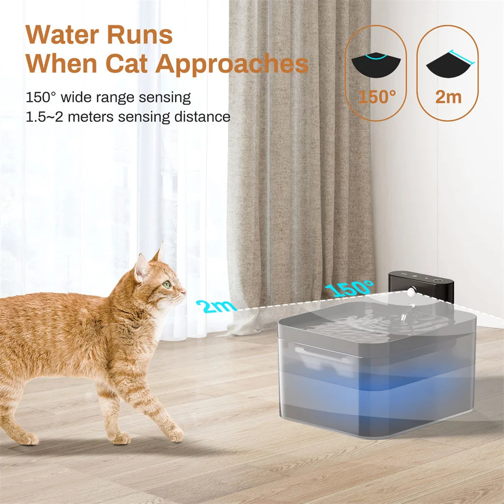 Fontana Wireless per Gatti 2.2L con Sensore Movimento, Distributore Automatica