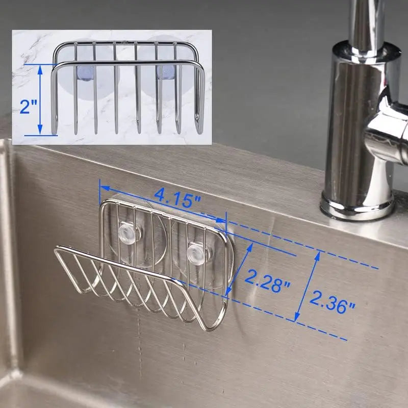 Portasponge in acciaio inox con ventosa per lavello – supporto da parete