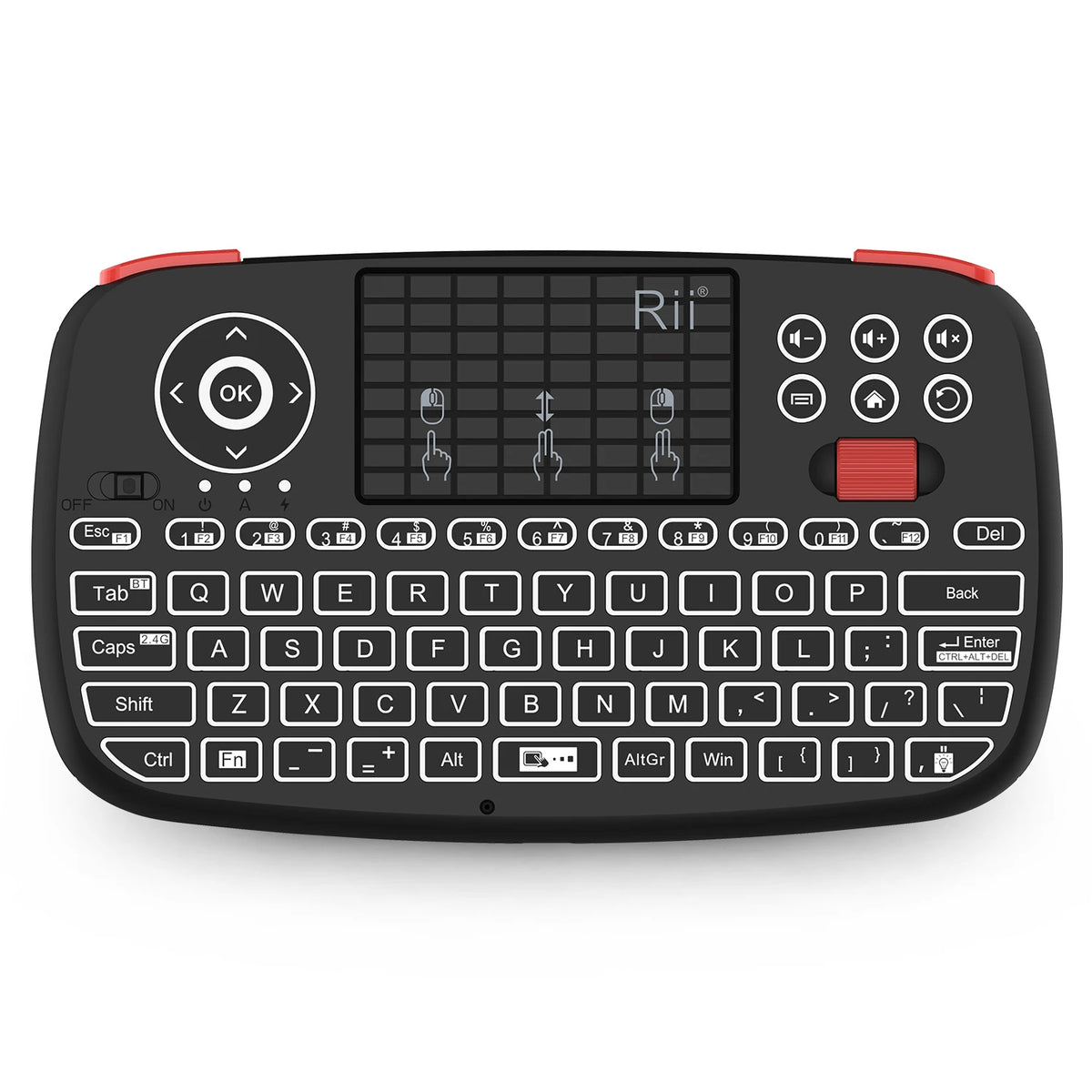 Tastiera wireless mini con touchpad e retroilluminazione, Bluetooth e 2.4 GHz
