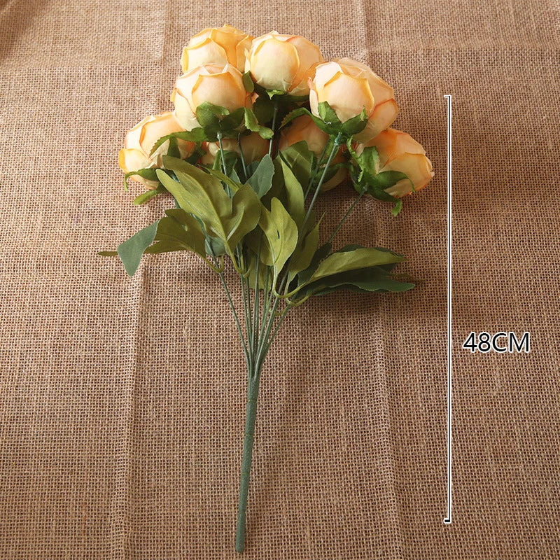 Bouquet di 10 rose artificiali per matrimonio e decorazioni