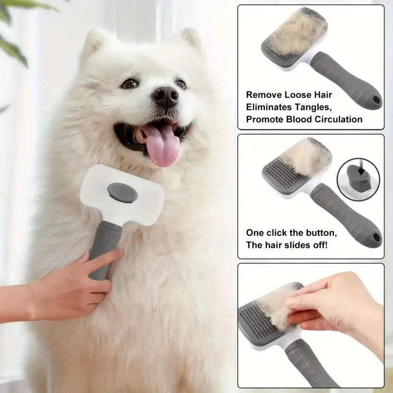 Spazzola Grooming per Cani e Gatti, Pulizia Rapida con Pulsante