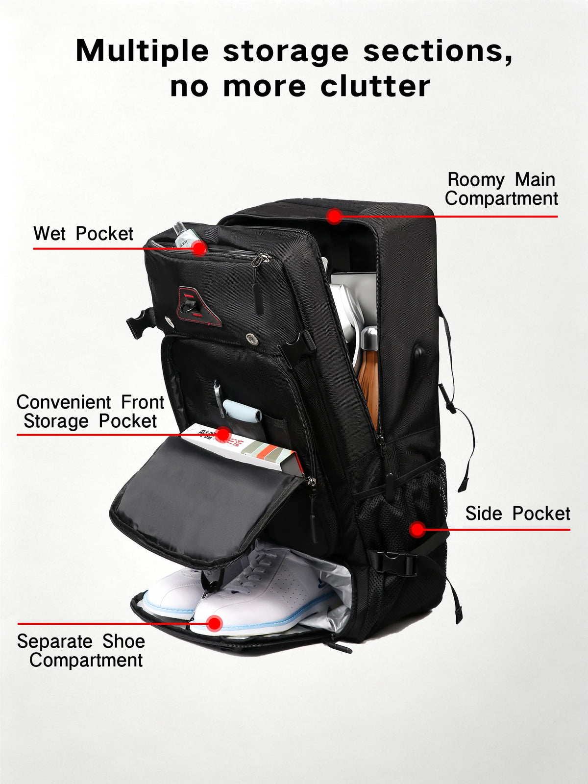 Travel Backpack Large Capacity 17 Inch Laptop Backpack with Dry Wet Separation Hiking Backpack for Men