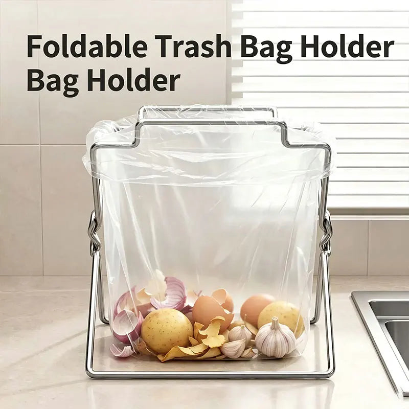 Supporto per Sacchetti della Spazzatura in Acciaio Inox Pieghevole per Cucina