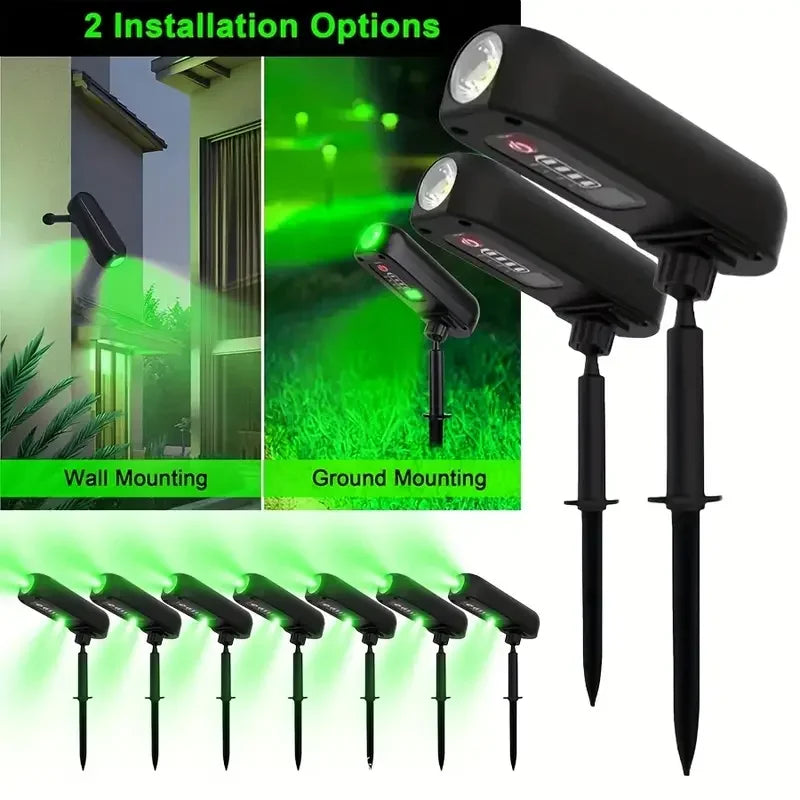 Spotlight solare 2‑in‑1 LED verde/calda IP65 per giardino e parete