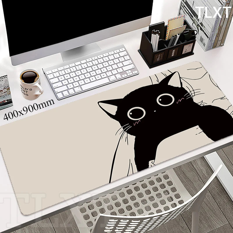 Tappetino da scrivania XXL con stampa gatto kawaii – 100x50 cm