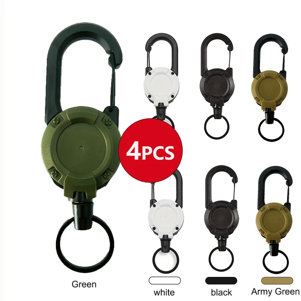 1/2/4 pcs Extendable Retractable Keychain Badge Reel with Heavy‑Duty Clip and Carabiner – Ideal for Men’s Outdoor Bags