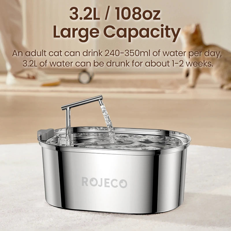Fontana d'acqua in acciaio inox per gatti e cani - 3,2 L, silenziosa e…