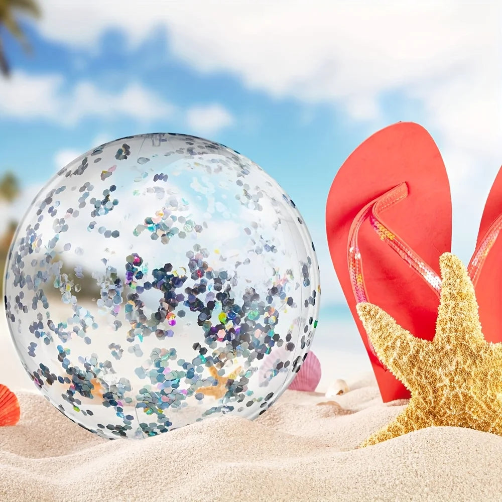 Palla gonfiabile in PVC con paillettes – colori vivaci per piscina e feste…