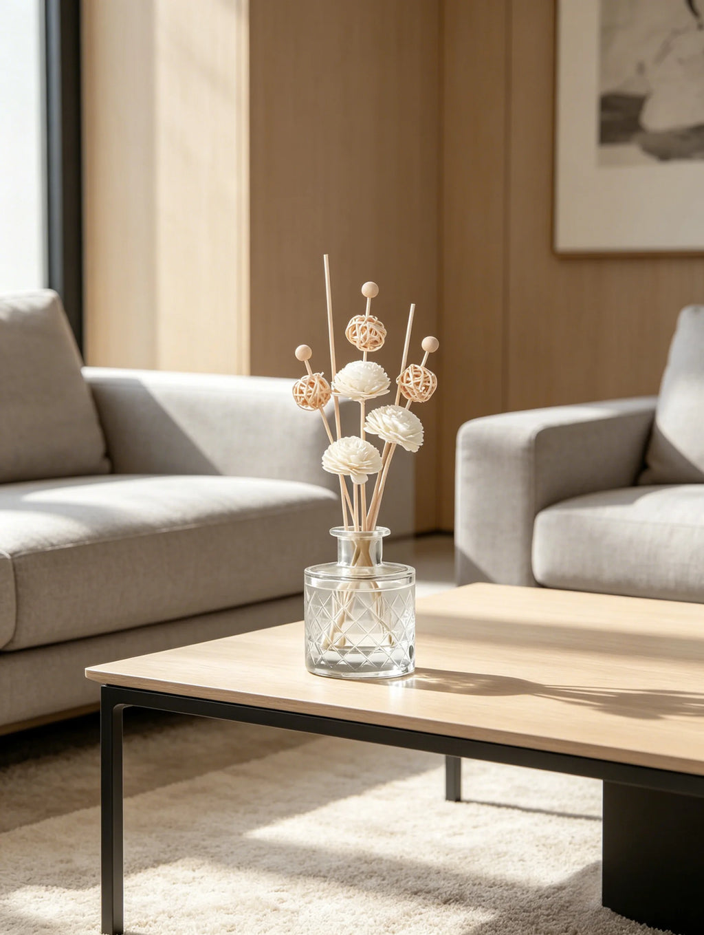 20 Pcs Reed Diffuser Sticks Flowers, Natural Diffuser Reeds Sticks with Decorative Flowers, Replacement Rattan Reed Fragrance