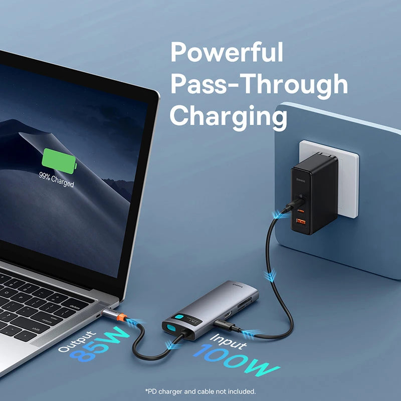Hub USB‑C 7 in 1 4K@60Hz con PD 100 W, HDMI, 3 USB‑3.0 e lettore SD/TF