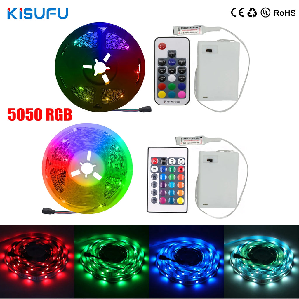 Striscia LED RGB 5V 30 LED/m con telecomando 24 tasti adesiva e impermeabile…