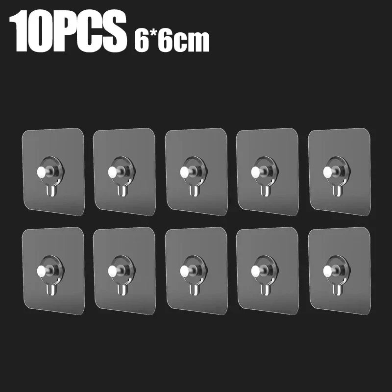 Ganci adesivi trasparenti per parete, supportano 3 kg, 6 cm, confezione 10‑60 pz