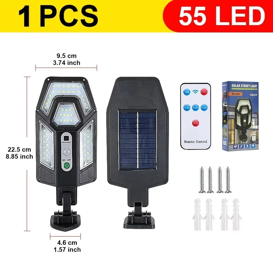 Lampada da Giardino Solare 30.000 lm con Sensore di Movimento, 3 Modalità, IP65