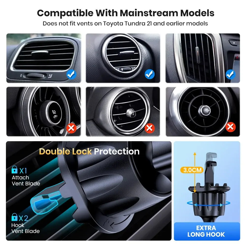 Supporto per cellulare da auto a ventola con rotazione 360°, materiale…
