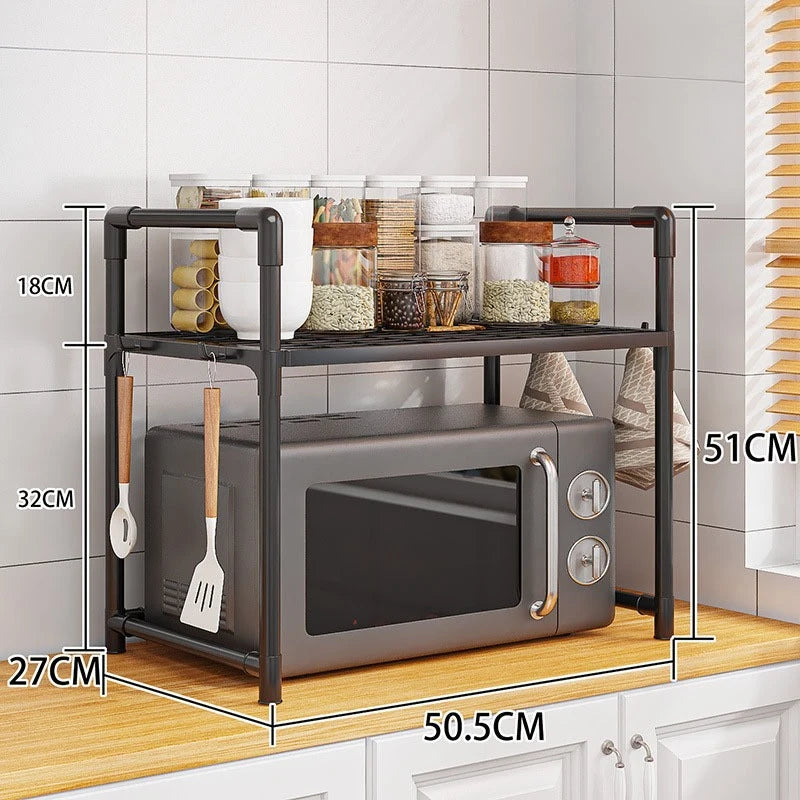 Scaffale regolabile per cucina con ganci ripiano rinforzato per microonde e…