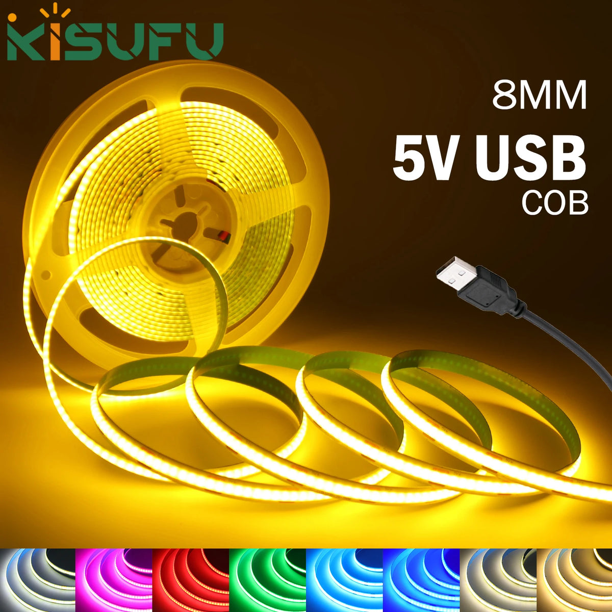 Striscia LED COB 5V USB 320 LED/m – Luce flessibile multicolore per casa