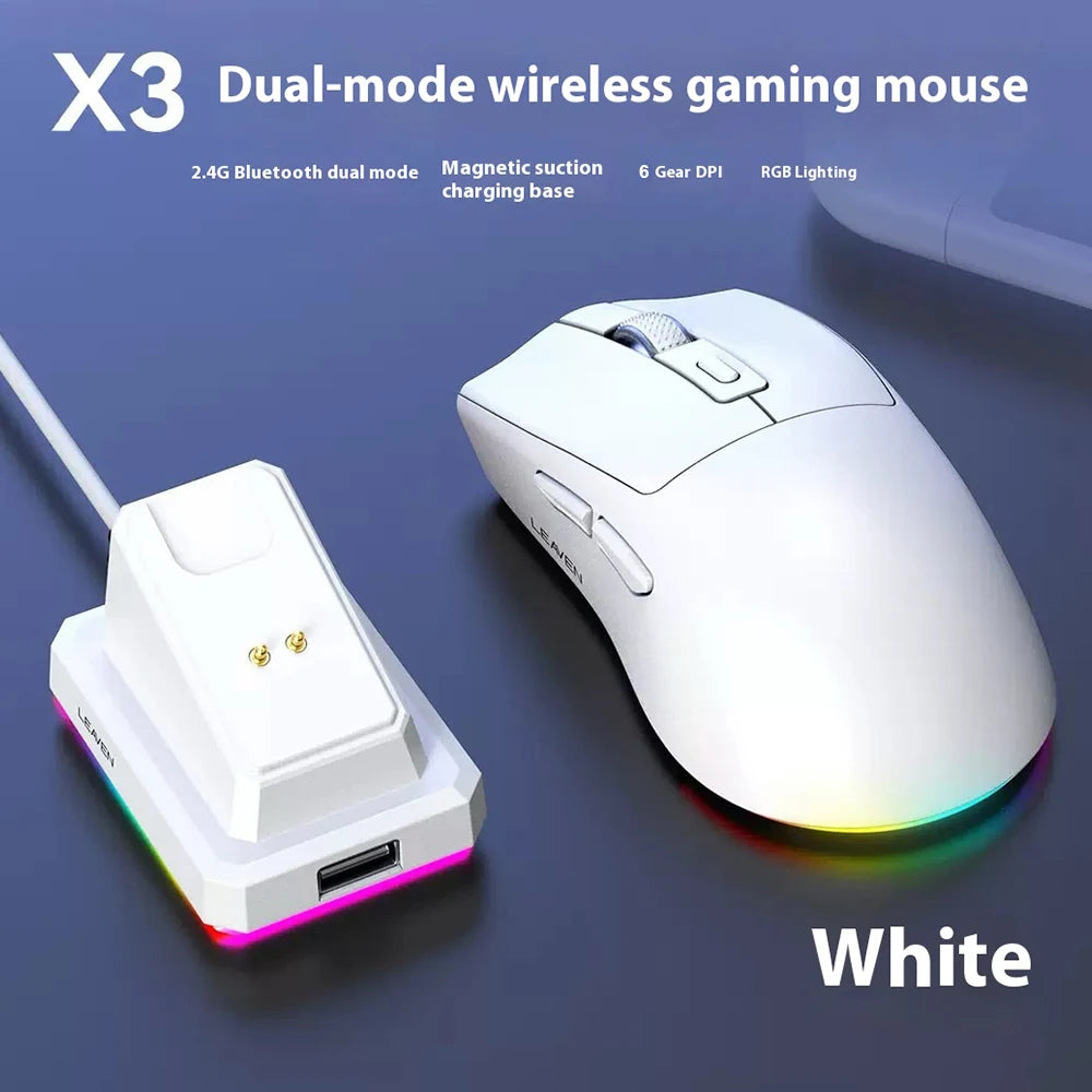 Mouse Gaming Wireless Dual Mode con Dock di Ricarica Magnetico RGB - 2000 DPI