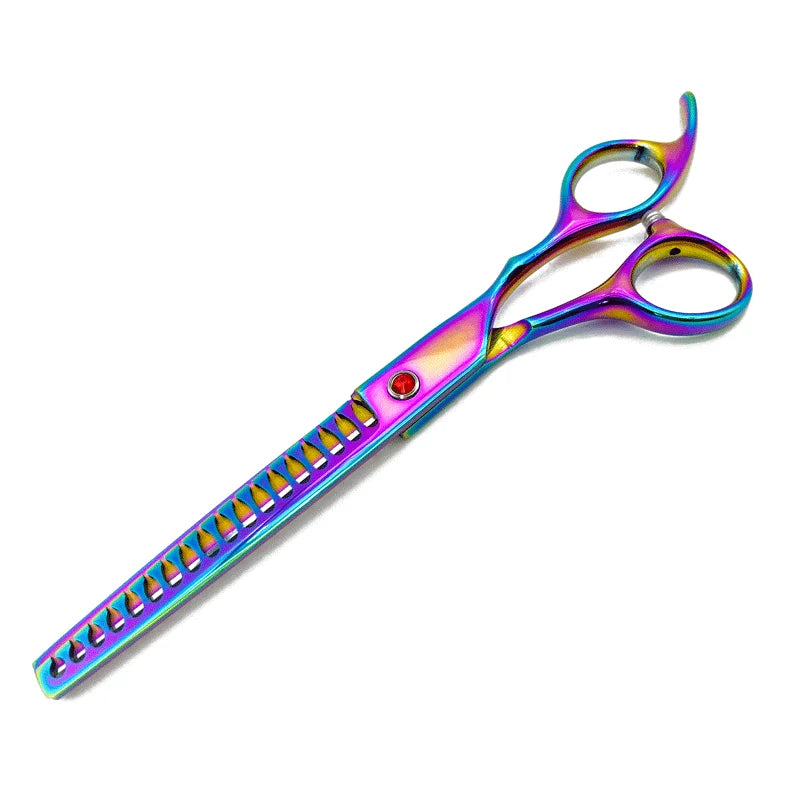 Forbici curve e sfoltenti per cani 7" – Design colorato professionale