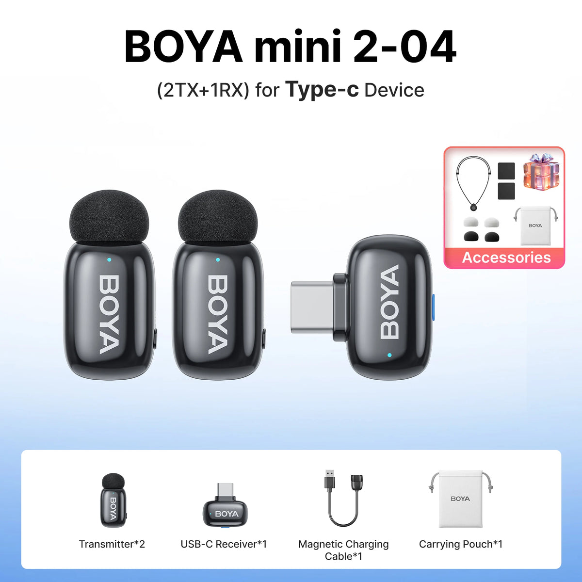Microfono Lavalier Wireless Mini – Riduzione Rumore AI, iPhone e Android