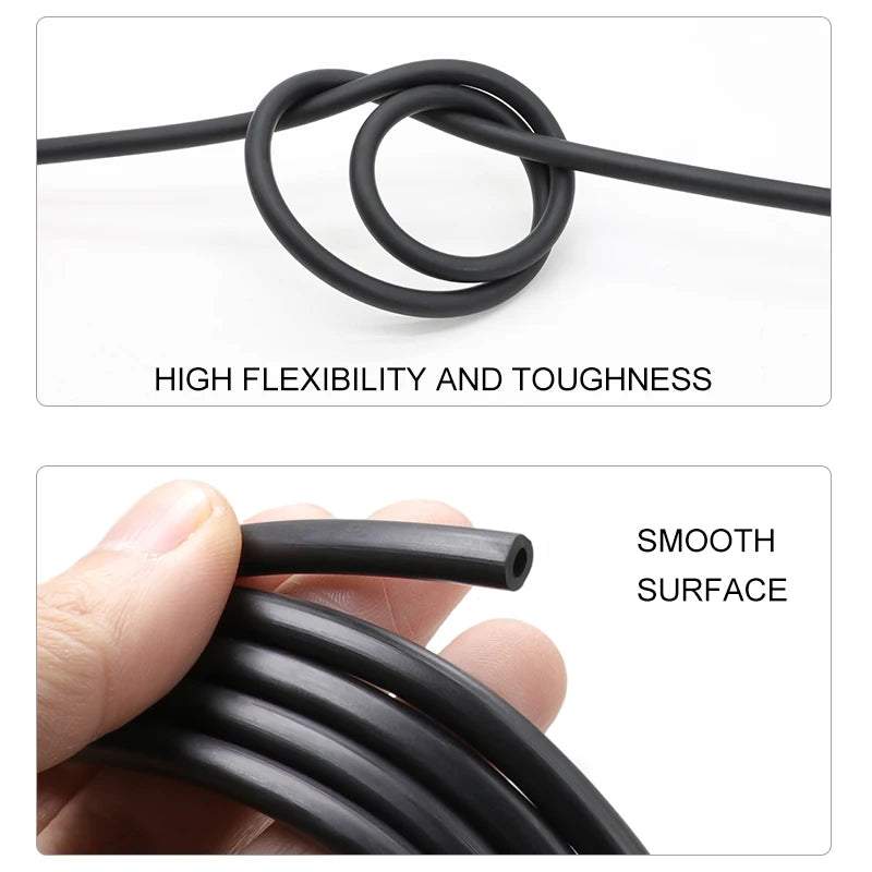 1/2/5m Black Fluorine Rubber Tube 2mm - 25mm Wear-resistant Corrosion Resistant High Temperature FKM Vitons Petrol Diesel Hose