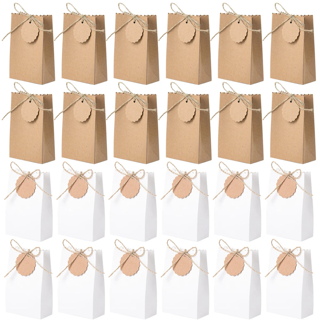 Confezioni regalo in carta kraft retro 10-30 pezzi con etichette e corda