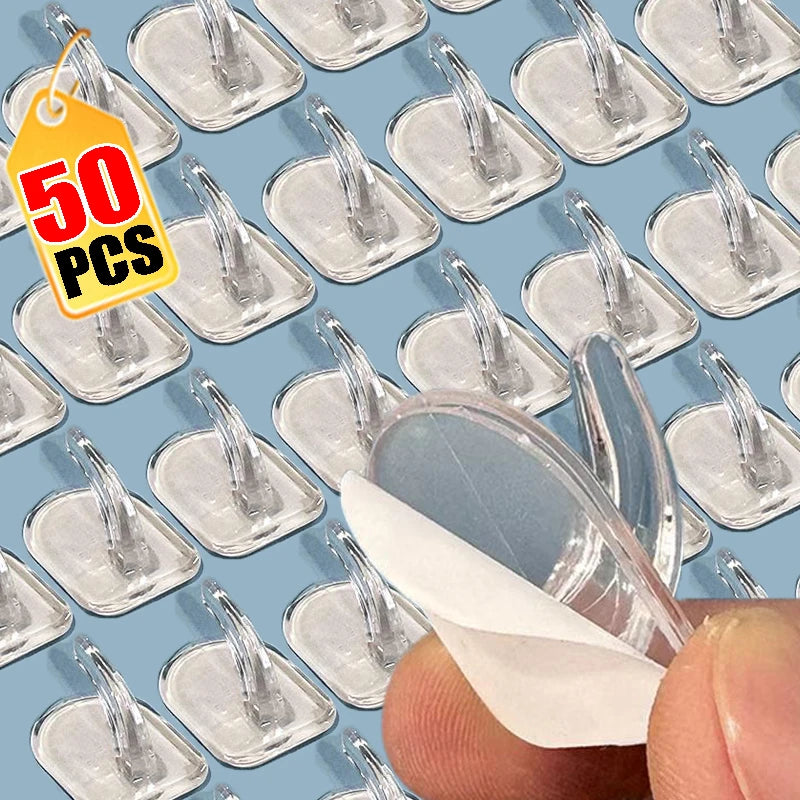 Mini Ganci Trasparenti Autoadesivi per Parete – Set da 10/20/30/50 Pezzi
