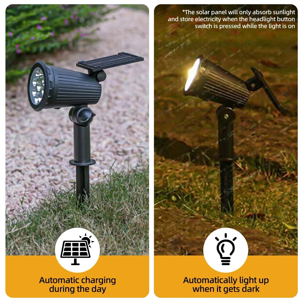 Fari solari LED RGB 9 LED IP65 impermeabili, regolabili per giardino