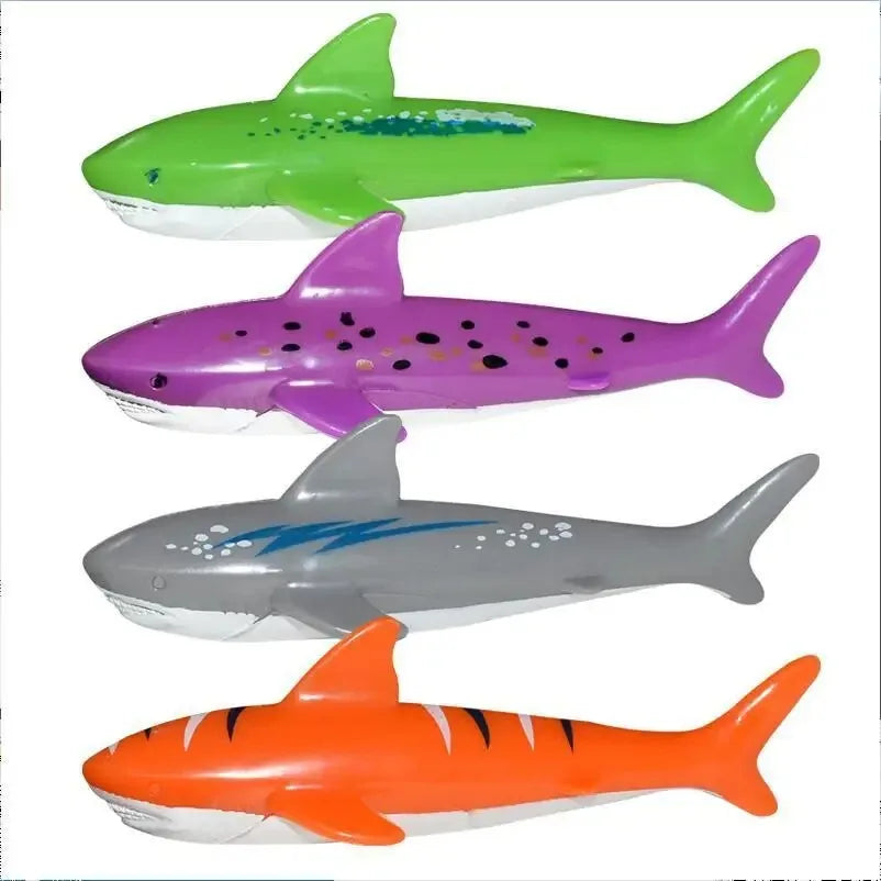 Children's Summer Pool Diving Swimming Toys Shark Rocket Throwing Toys Water Fun Game Diving Pool Sinking Set for Boys Girls