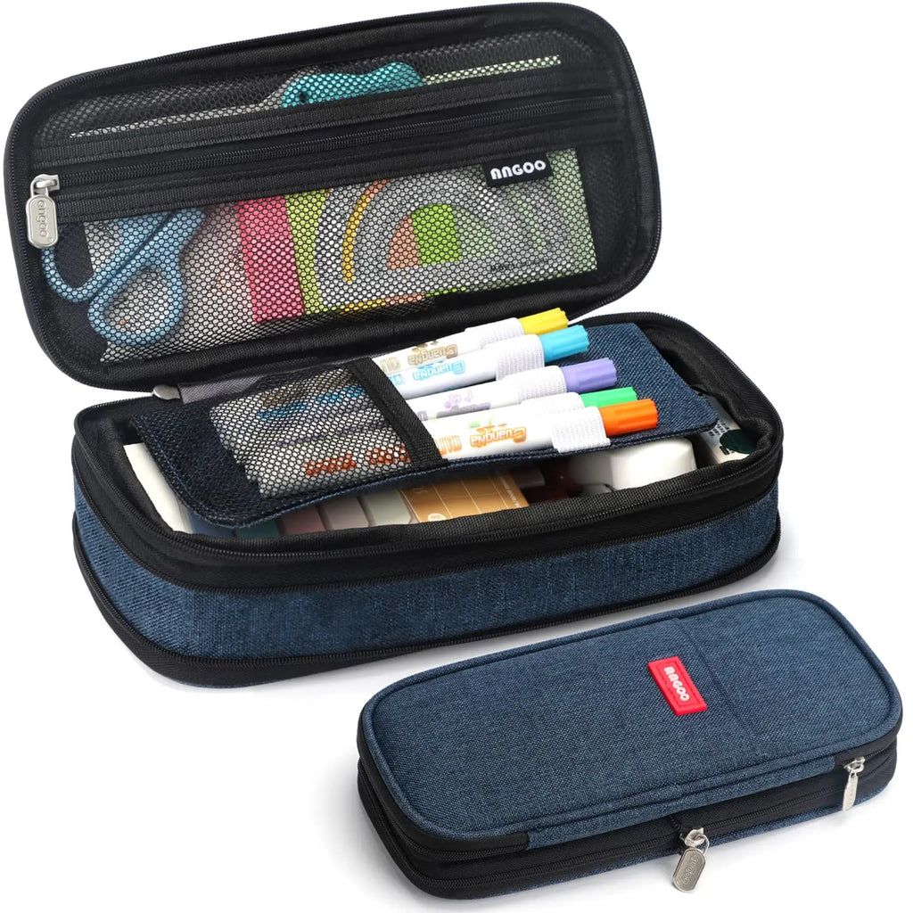 Portapenne Navy Blue capacità retrattile, multiuso in tessuto premium – regalo