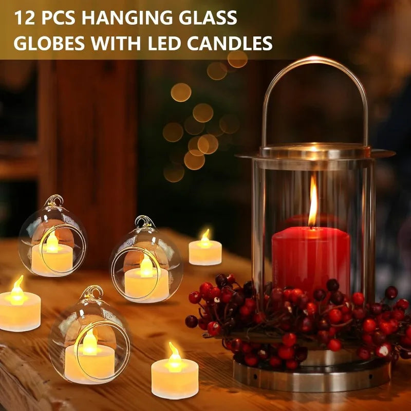 Portacandele sospeso in vetro 8 cm – Sfera trasparente per tealight, LED o…