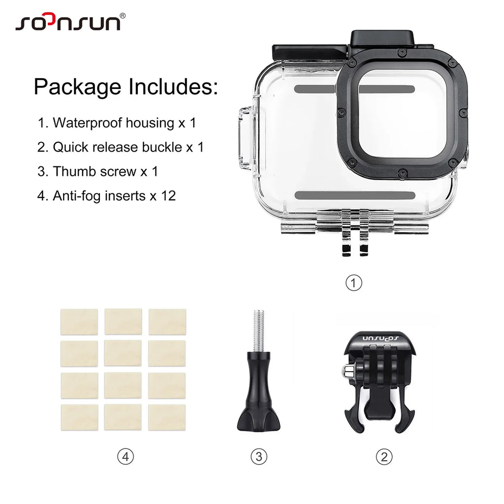 Custodia impermeabile 60 m per GoPro Hero 8 Black con doppio slot cold shoe