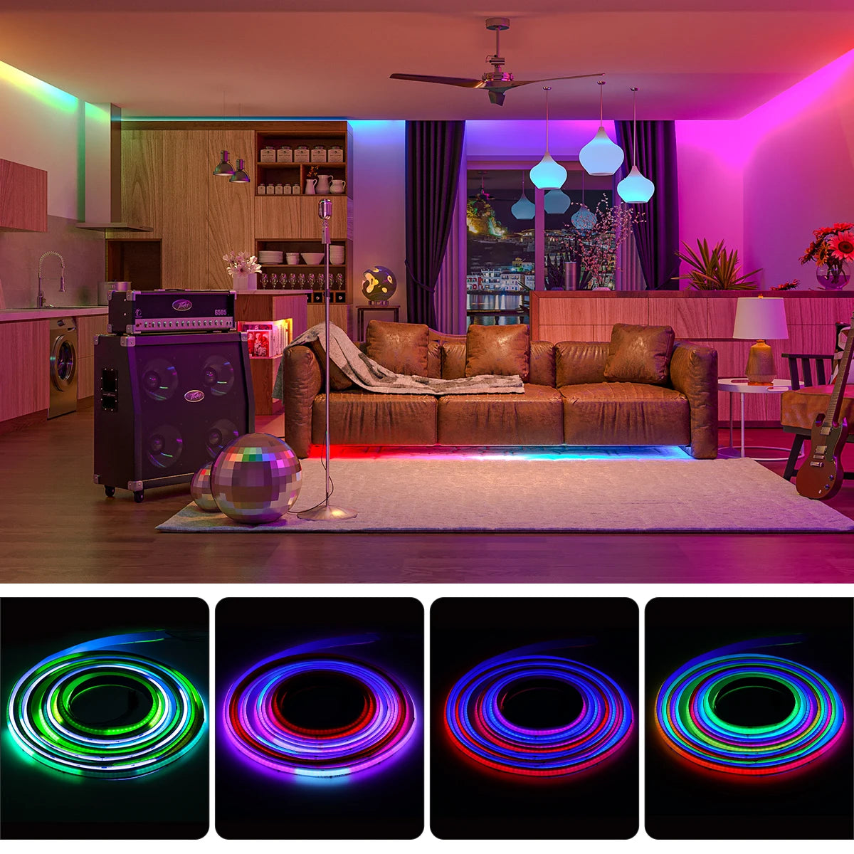 Striscia LED RGB FCOB SPI 720/630 LED per ambienti, 12V/24V, indirizzabile