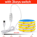Striscia LED COB 5V USB dimmerabile, 320 LED/m, luce bianca regolabile