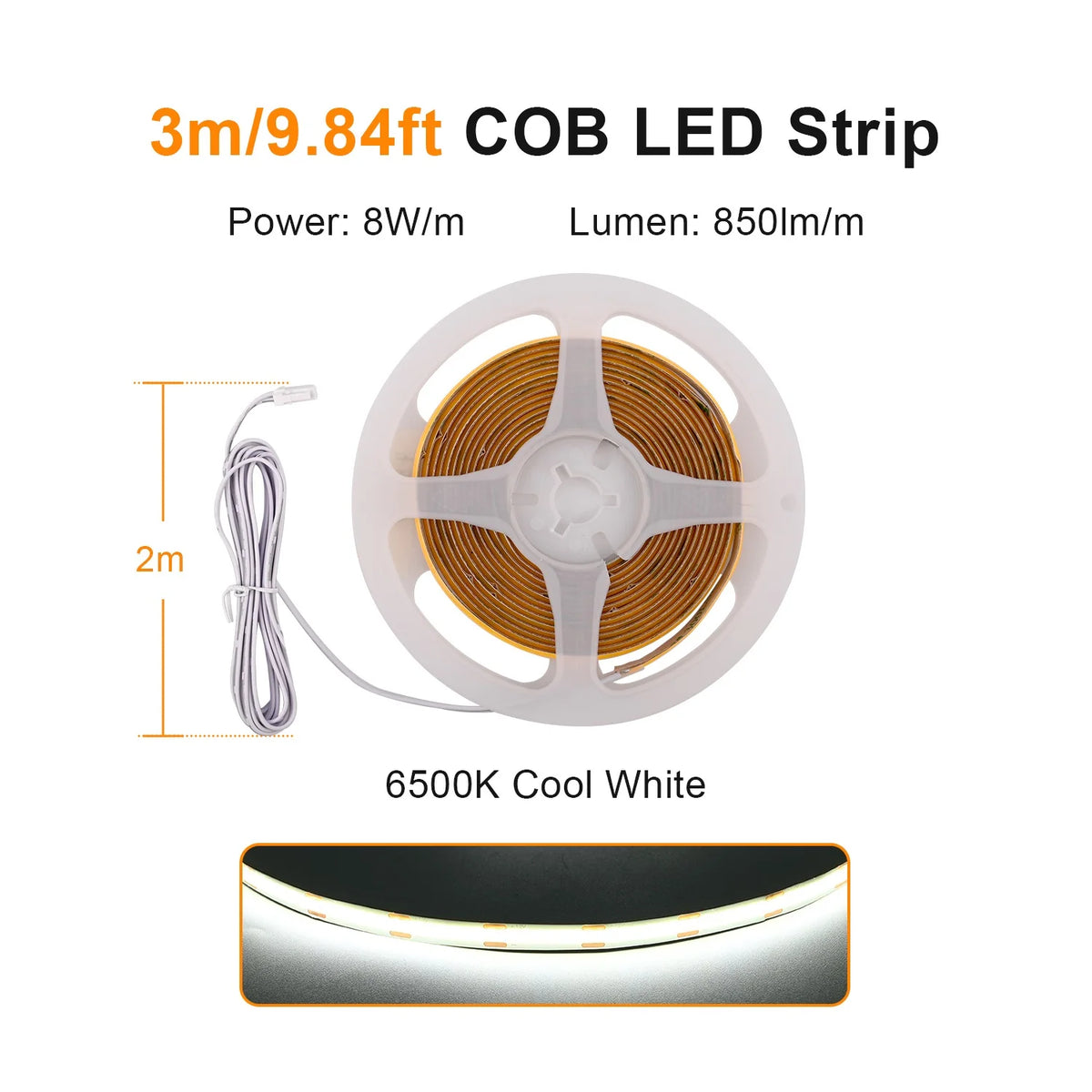 Striscia LED COB dimmerabile per armadi e scaffali, sensore touch, 12 V