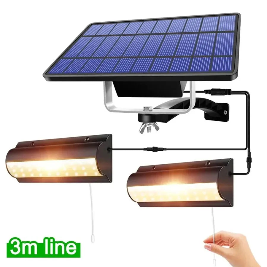 Lampada solare con interruttore a filo, LED bianco/caldo, 3 m, IP65