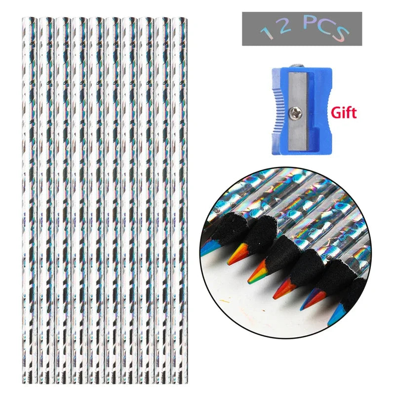 Set da 12 matite colorate arcobaleno 7 colori per disegno e pittura su legno
