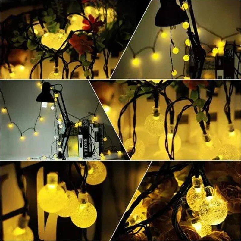Luci a LED solari per esterno, catena decorativa 8 modalità, impermeabili IP65
