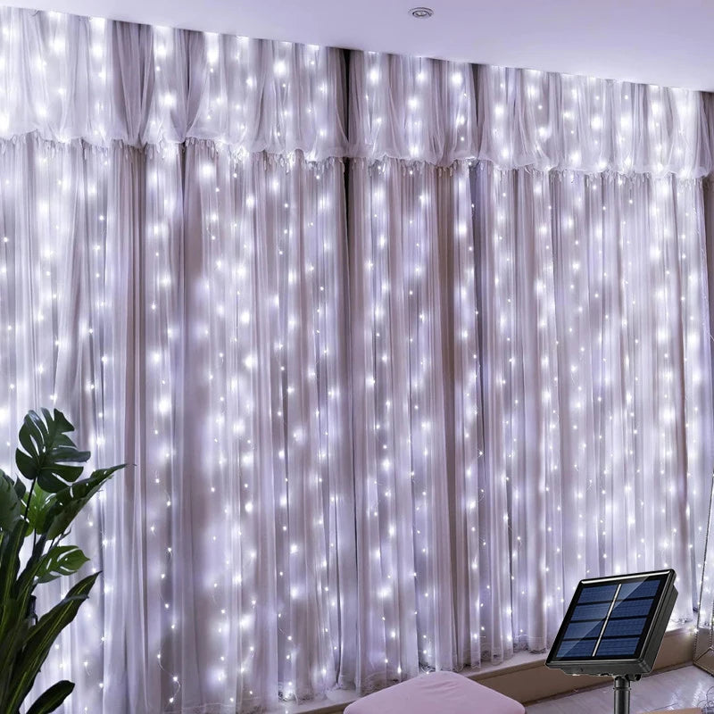 Luce LED solare a tenda con filo di rame – Ideale per giardino, matrimoni e…