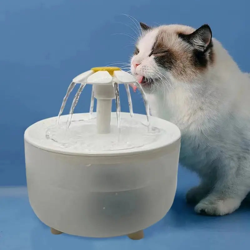 Fontana d'acqua per animali, 1,2 L, filtro auto, ricarica USB, 3 flussi