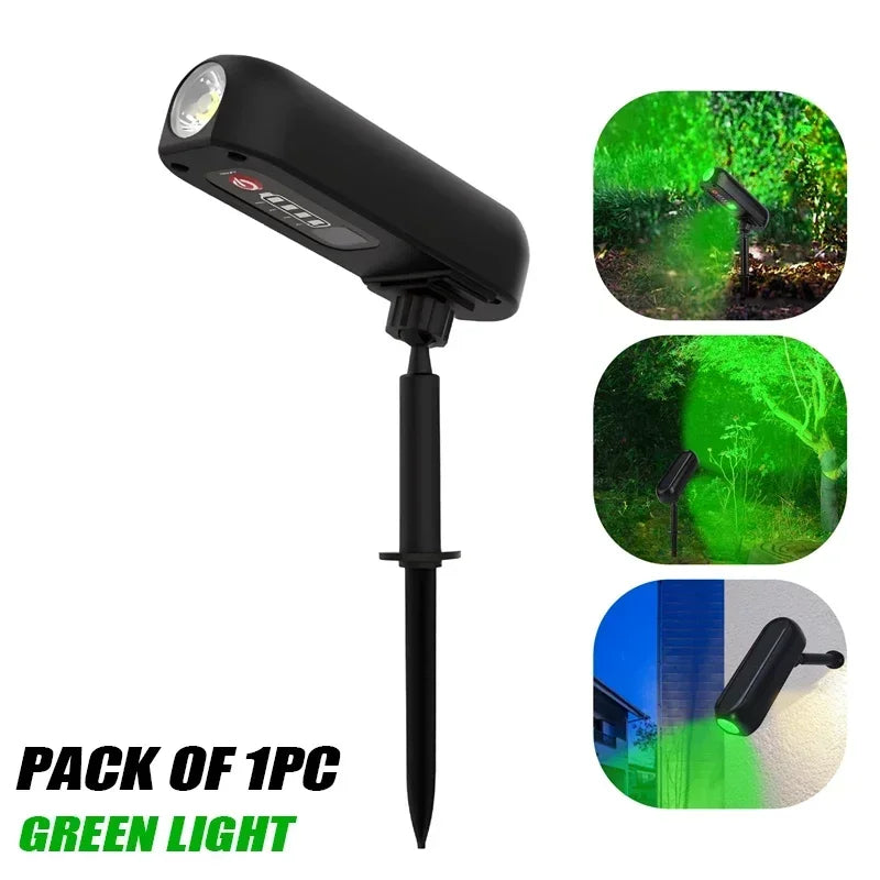 Spotlight solare 2‑in‑1 LED verde/calda IP65 per giardino e parete