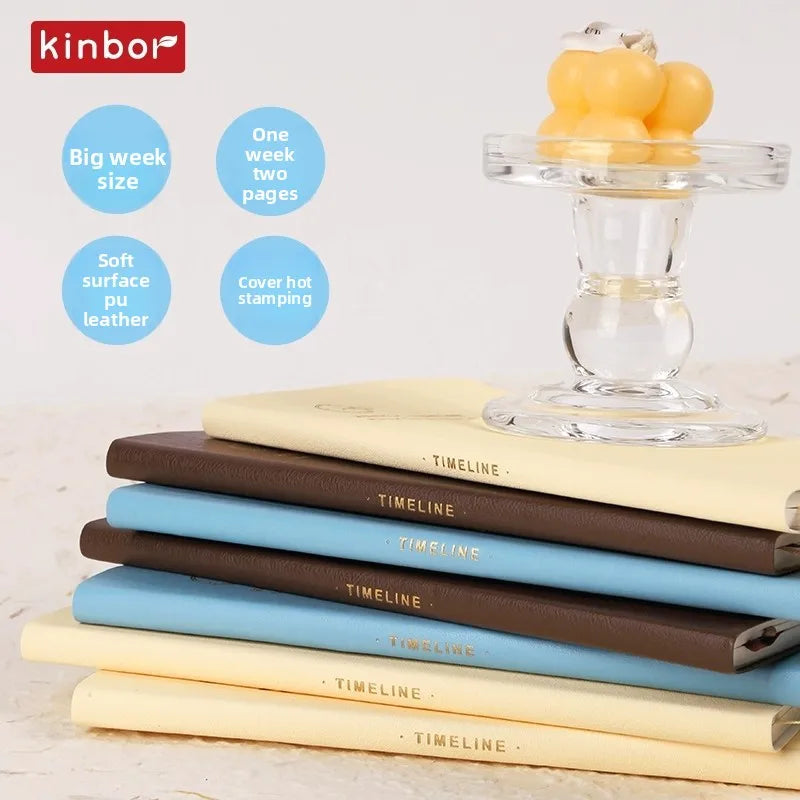 Kinbor Timeline Weekly Planner Pocket A6 Journal Notebook Daily Agenda Monthly Planning Habits Tracker Time Organizer Schedule