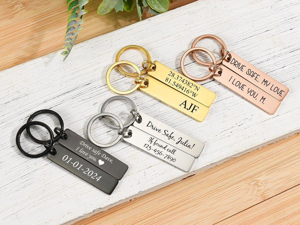 Personalised Keychain Engraved Keychain Custom Keyring Customised Keychain Personalised Gift Name Keychain Safe Driving