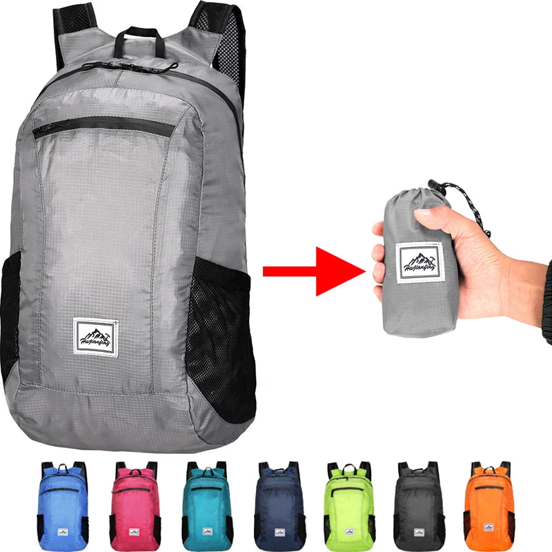 Sac à dos de montagne pliable 18L ultra léger pour la randonnée et les voyages
