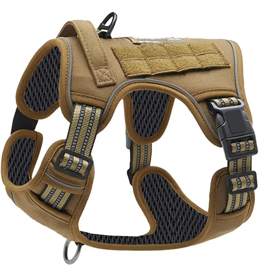 Imbracatura tattica anti tiraggio per cani – grande, riflettente e con manico
