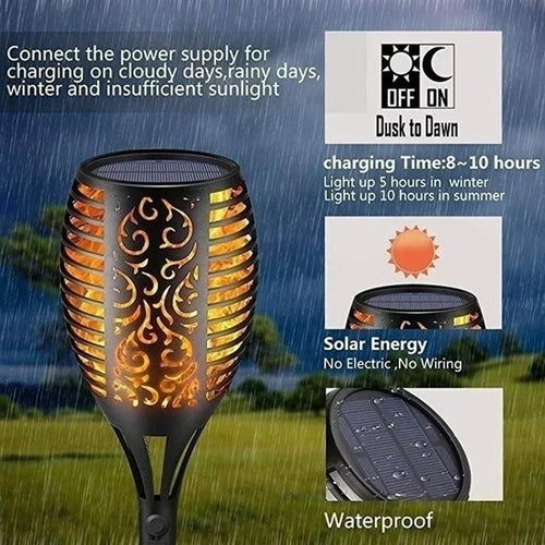 1/2/4/6/8/10/12 pcs Solar Flame Torch Light – Flickering, Waterproof Garden Decoration for Outdoor Lawn, Path, Yard, Patio, Floor Lamp